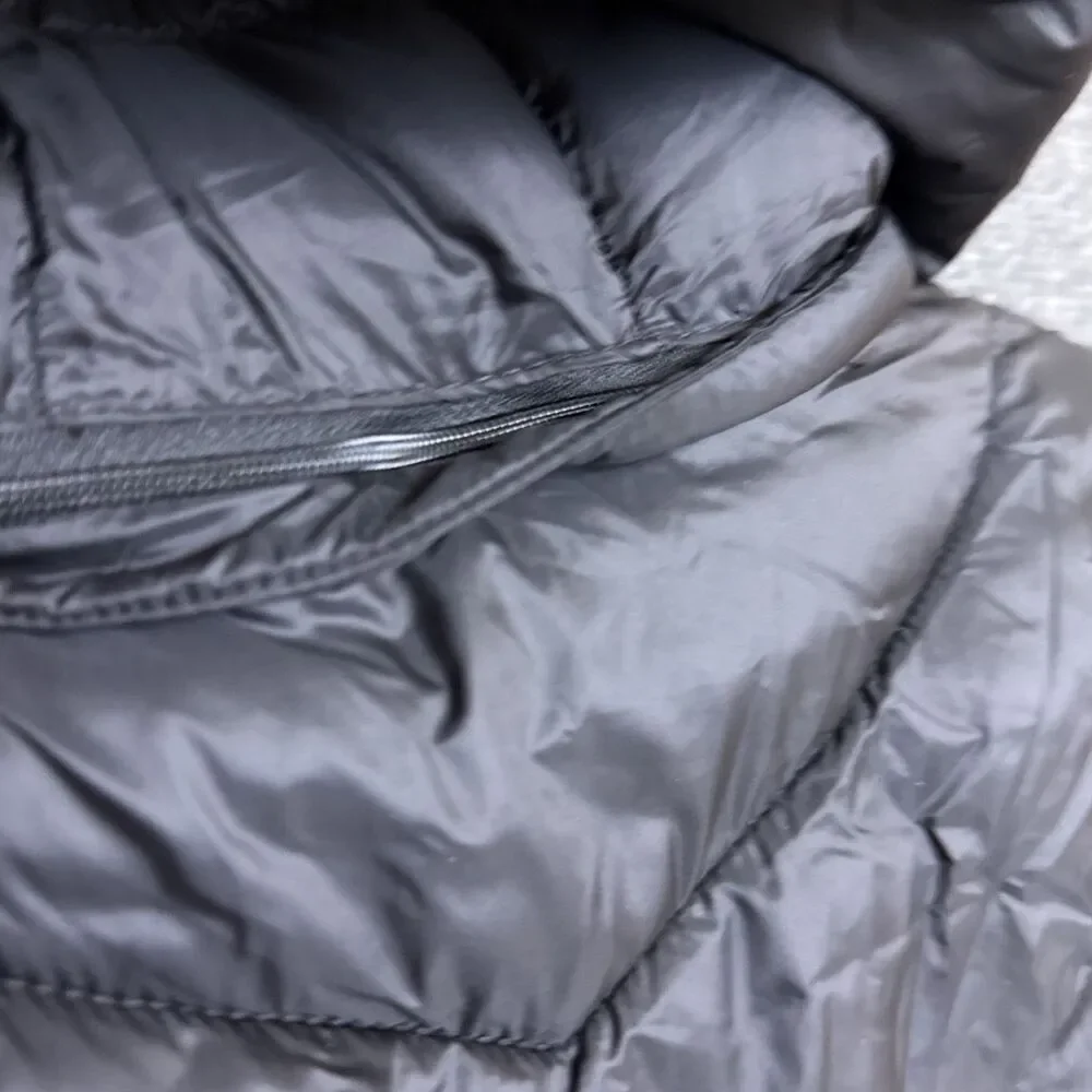 Charter Club Womens Packable Hooded Puffer Vest XL Black Full Zip Pockets